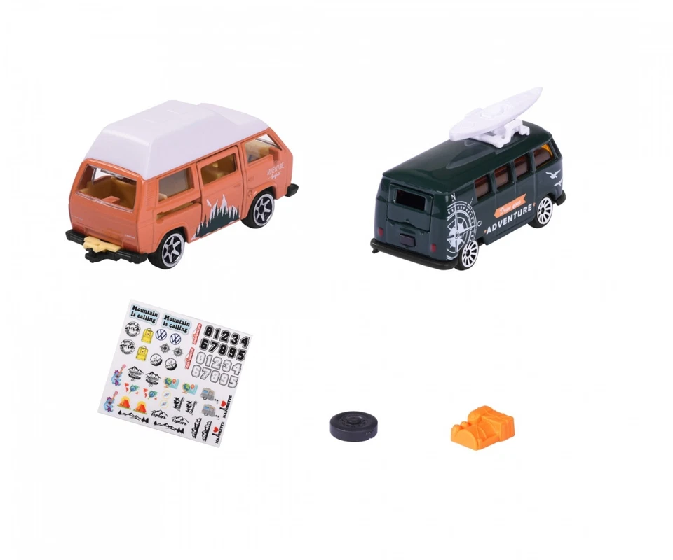 Majorette Model Car Volkswagen The Originals Twin Set Adventure VW T1 + VW T3 - Immagine 3 di 4