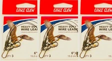 3pk. Bundle | Eagle Claw, Black Nylon Coated Leader  6" 20 lb test / 9PCS TOTAL