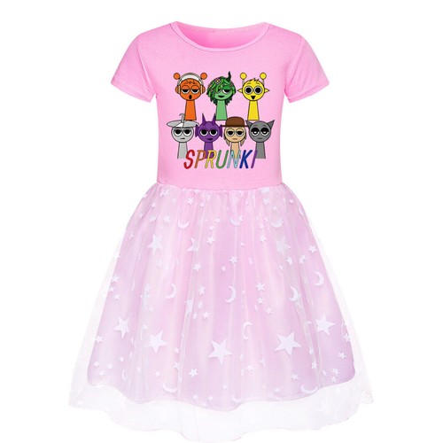 Kids Girls Sprunki Costume Rainbow Stars Tutu Skirts Birthday Party Fancy Dress - Picture 72 of 72