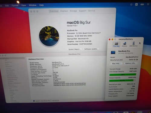  Apple MacBook Pro 15'' A1398 2014 i7 2.2Ghz 16GB Working Logic Board - Afbeelding 3 van 7