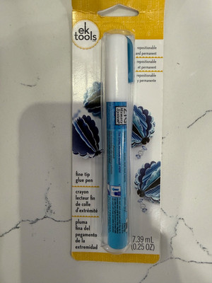 EK Tool Zig Memory System Dual Action Glue Pen Goes On Blue Dries Clear Fine Tip