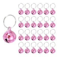 24 PCS Dog Bell, Cat Bell Dog Collar Small Pet Bells Keychain, Pink