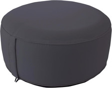 Pouf Da Esterno Rotondo Gonfiabile, Grigio Scuro, 55 X 55 Cm, Con Fodera Collezi