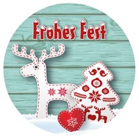 "Weihnachtsaufkleber Rund \"Frohes Fest\" Rentier TüRkis 40 Mm 100Er Rolle"
