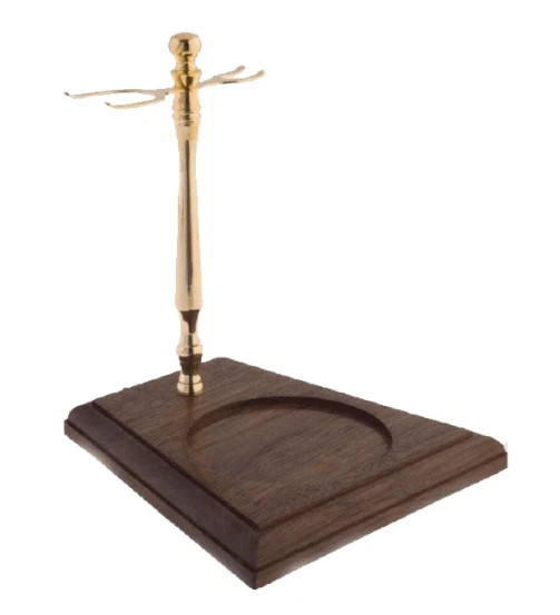 Colonel Conk Wood Shaving Stand with Gold Tone Accents for B