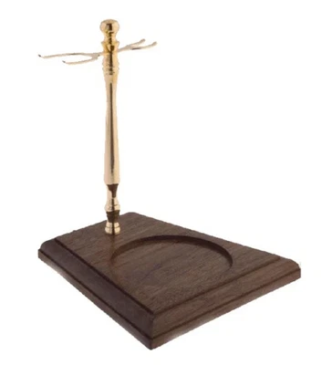 Colonel Conk Wood Shaving Stand with Gold Tone Accents for Brush & safety Razor - Image 1 of 2