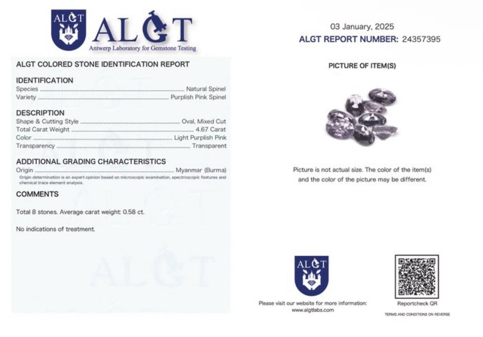 Natural Spinel Lot – 4.67 ct – ALGT Certified – Burma (Myanmar) – Rare Violet - Bild 2 von 4