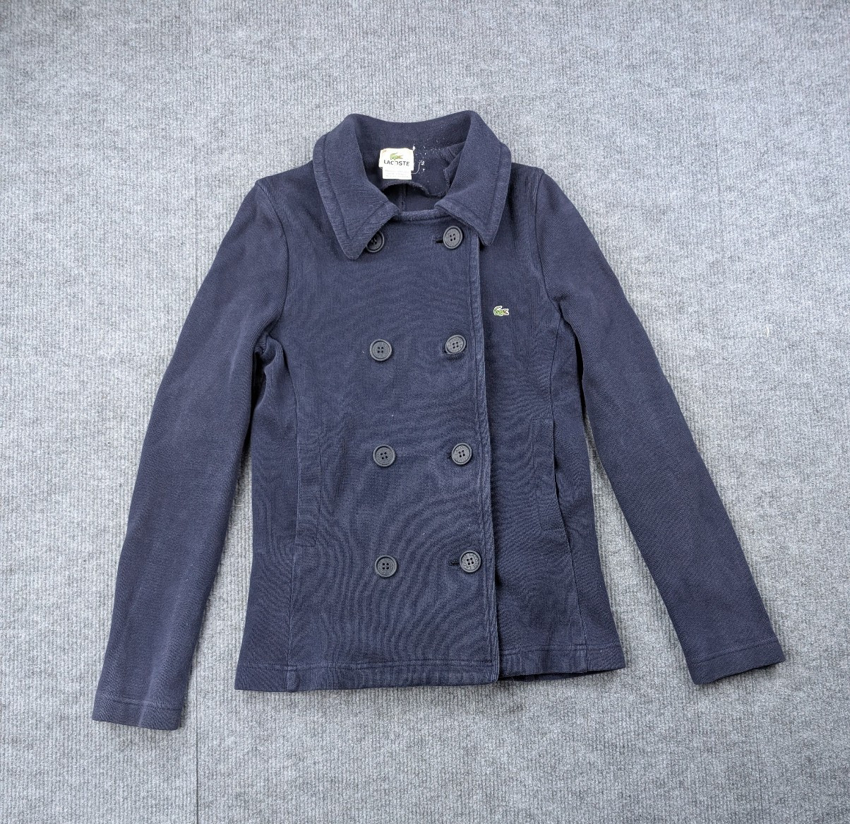 Vintage Lacoste Cardigan Women Small France Double Breasted Blue Nautical Preppy