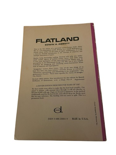 Flatland By Edwin A. Abbott 1952 Vintage Paperback Dover Publications Romance - Picture 2 of 4