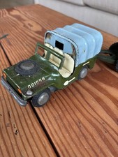 Vintage Tin 1950's Army Jeep Canopy  Cannon Trailer Japan Litho Military 001956