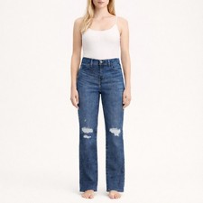 Levi's Women's 724 High Rise Distressed Straight Leg Dark Wash Denim Jeans 26