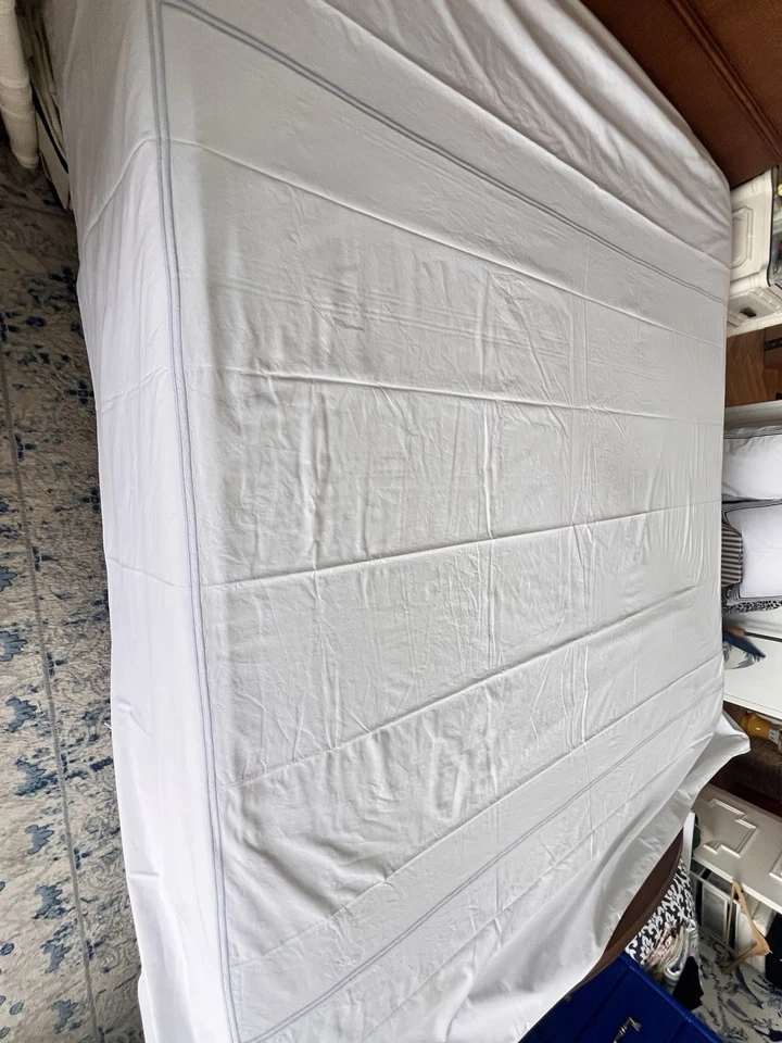 Edredón Hudson Park King + sábana plana Italia 100 % algodón egipcio percal italiano Foto 3 de 4