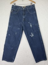 Southpole Jeans Mens 32x30 Blue Relaxed Fit Straight Distressed Pockets Y2K 90s