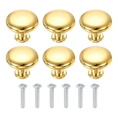 6 Pcs Cabinet Knobs, 1-1/8'' (28mm) Diameter Knob for Kitchen, Gold