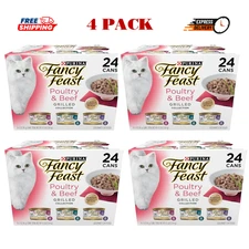 4 Pack - Fancy Feast Grilled Poultry & Beef Feast Variety Pack Canned Cat 3 Oz