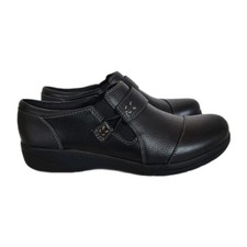 Clarks Cheyn Onyx Black Leather Slip On Loafers Women's Size 7 Shoes