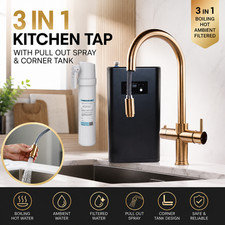 Tempo 3 In 1 Pull Out Boiling Water Tap Corner Tank Brushed Brass