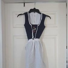 Vintage Authentic Girls German Dirndl Dress Set White Apron Trachten Size 10 Us
