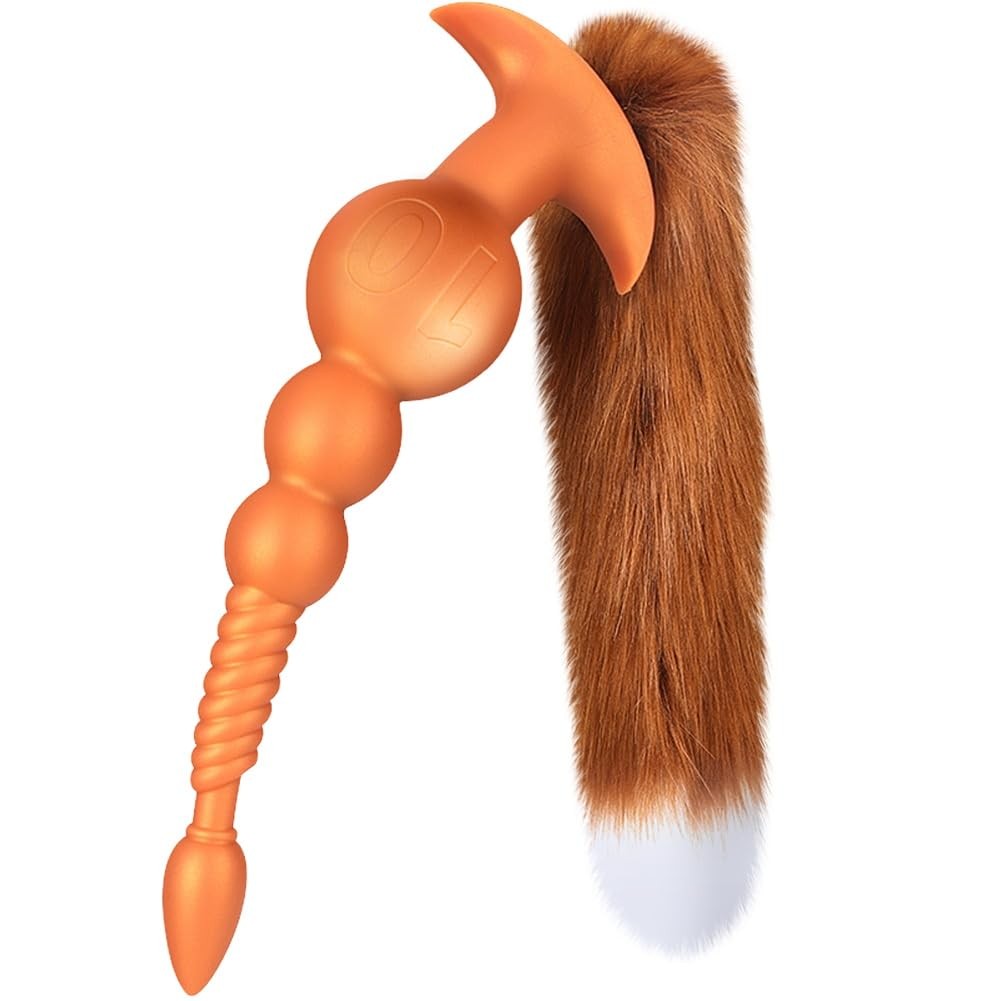 Anal Beads with Removable Foxtail Extra Long Fox Tail Anal Butt Plug Sex  Toy ... | eBay