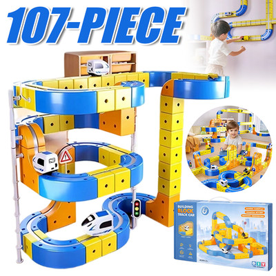 Kinder Magnetische Eisenbahn DIY Cube Track Spielzeug pädagogische Zugschiene 3+