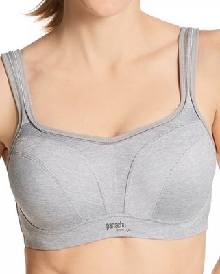 Panache 5021 Women's High Impact Underwire Sports Bra US Sz 28J Gray NWOT