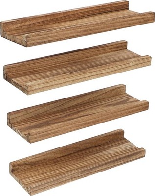MITREL 43cm Wall Mounted Picture Shelves, Rustic Wooden Strip Shelf, Decorative Photo...