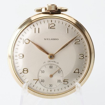 Welsbro Pocket Watch Mint Condition Running Beautiful Dial 17 Jewel Collectors