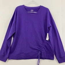 NWT Soho New York & Company Large Purple Ruched Detail Artsy Knit Sweater