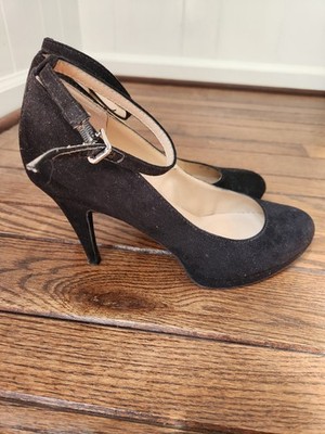 Unisa black suede platform pumps with ankle strap - never worn - size 8M