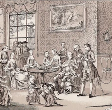 English Social and Domestic Scenes 18th Century 1876 Antique Print