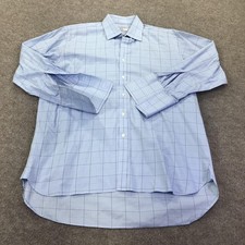 Charles Tyrwhitt Dress Shirt Mens 17 34/35 Blue Check Classic Fit Long Sleeve