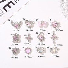 Silver Plated Alloy Shiny Pendant Charms DIY Pink Beading Material Accessorie A2