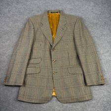 Brook Taverner Blazer Mens 40R Green Check Saxony Supreme Tweed Jacket Country