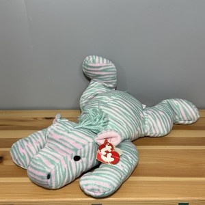 Ty Pillow Pals Zulu the Zebra 12" Plush Pink and Green Soft Stuffed Toy 1996