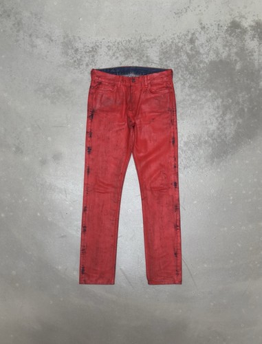 SS 2004 MAISON MARTIN MARGIELA X H&M RE-EDITION rot lackierte Jeans Gr. 29