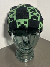 Official Minecraft Creeper Beanie Mad Engine Green Black Knit Hat One Size
