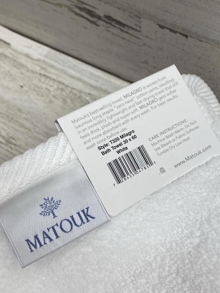 Toalha de banho Matouk Milagro One 30" x 60" branca nova - Imagem 4 de 4