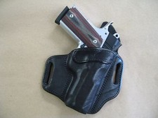 Colt Defender 1911 OWB Leather 2 Slot Molded Pancake Belt Holster CCW BLACK RH