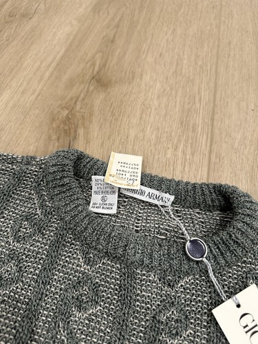NWT Vintage Giorgio Armani Silk Linen Sweater Geometric Green Green Texture XL - Picture 6 of 13