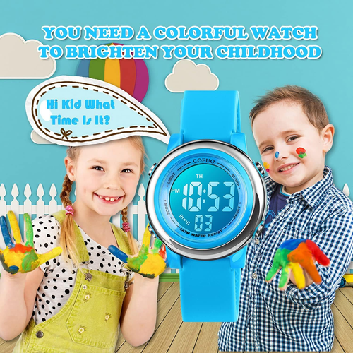 Cofuo Kids Digital Sport Waterproof Watch for Girls Boys, Kid Sports Outdoor LED - Picture 6 of 12