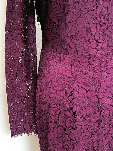 NWT Rachel Zoe Angie Fig Purple Lace Open Back Long Sleeve Gown Dress Sz 12 $525 - Picture 14 of 24