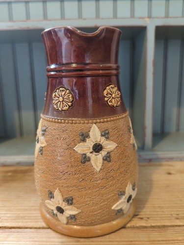 Royal Doulton Lambeth vtg England Pottery stoneware 9566 Pitcher Creamer Floral - Picture 3 of 18