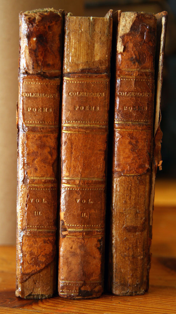 Poetical Works of S.T. Coleridge 1835 3-Volume Leather Book Set W