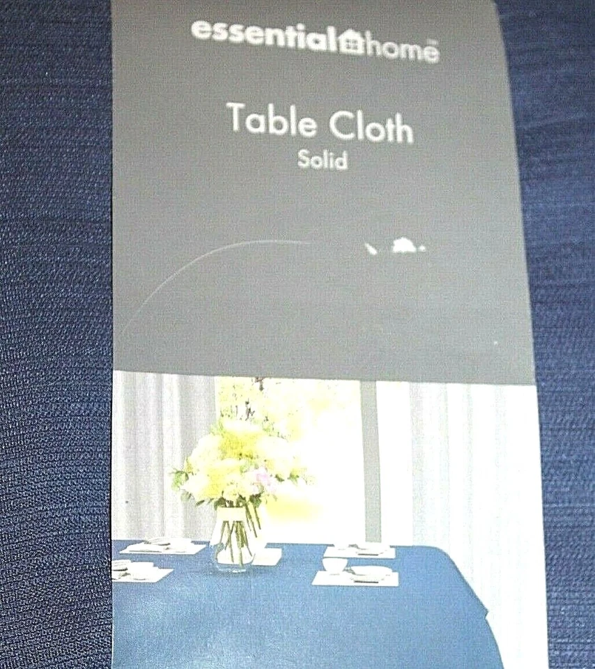 Essential Home Solid 70" Round Fabric Tablecloth Table Cloth Dark Blue  - Image 2 of 3