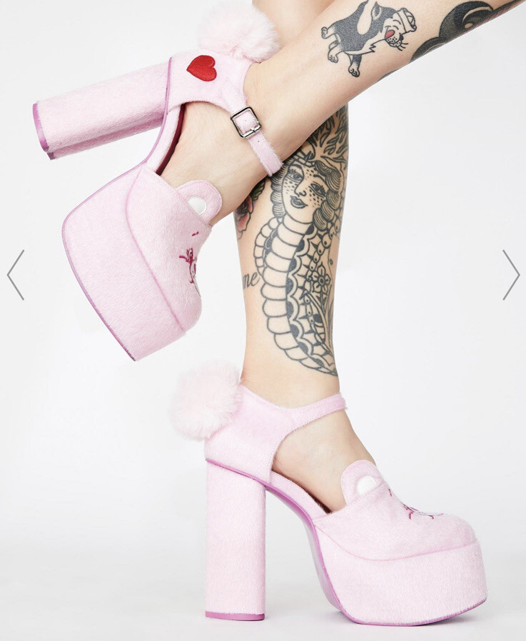 Dolls Kill Hello Kitty Bow Patent Platform Mary Jane Heels, 49 OFF