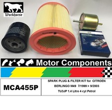 SPARK PLUG & FILTER KIT for CITROEN BERLINGO M49 TU3JP 1.4L Petrol 1999 > 2003