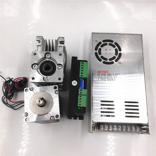 NEMA23 3NM Stepper Motor Drive Kit Worm Gear Reducer 10:1 L112mm+ Power Supply - Picture 7 of 11