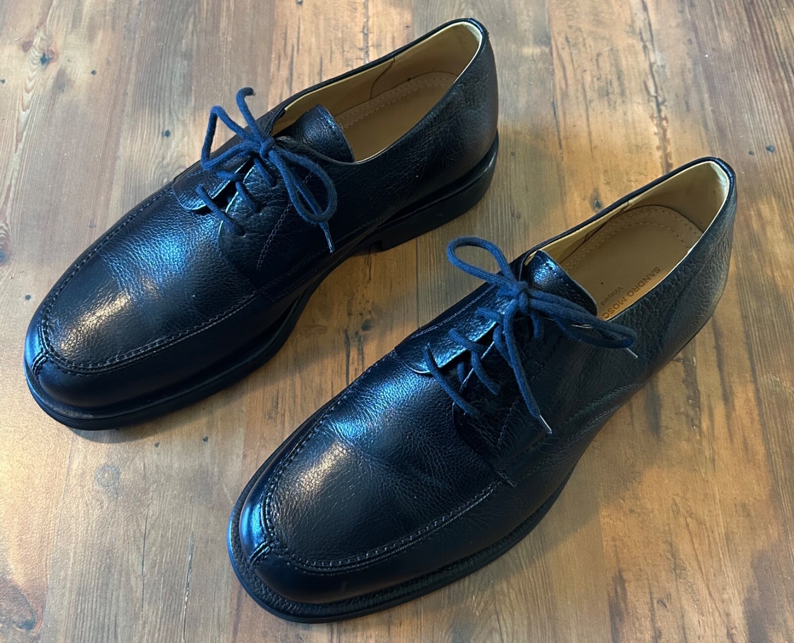 SAOLA SANDRO MOSCOLONI VIGNETO NERO PELLE MOCASSINO 10 1 2 D