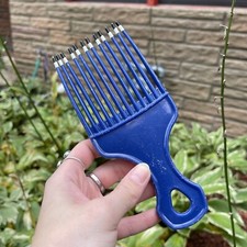 Vintage XL Lift Comb Hair Pick Handle Retro USA Royal Blue Purse Pocket