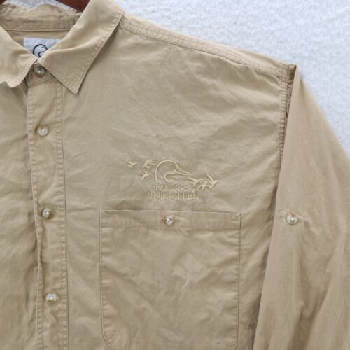 Ducks Unlimited Shirt Men's Large Beige Long Sleeve Shooting Outdoor Hunting - Picture 3 of 8